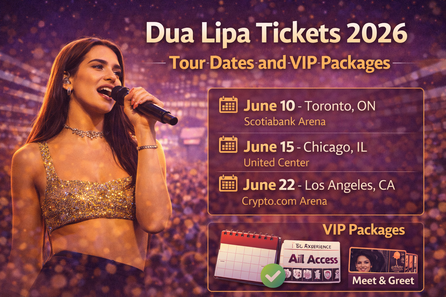 Dua Lipa Tickets 2026: Tour Dates, Prices and VIP Packages